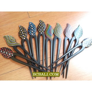 black wood hair stick ethnic designs accessories bali